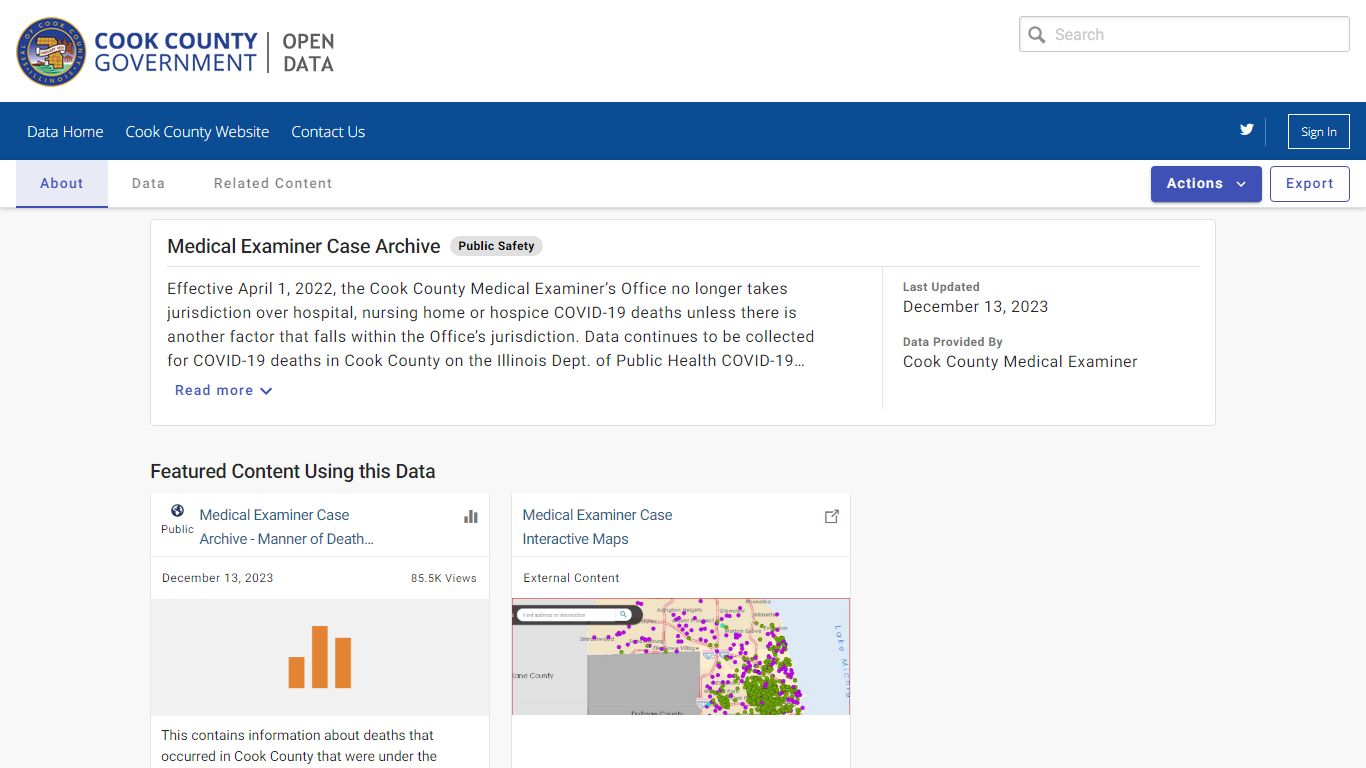 Medical Examiner Case Archive | Cook County Open Data